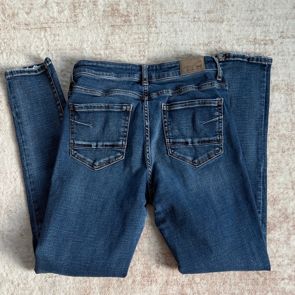 Buckle Dark Blue Straight Leg Jeans
